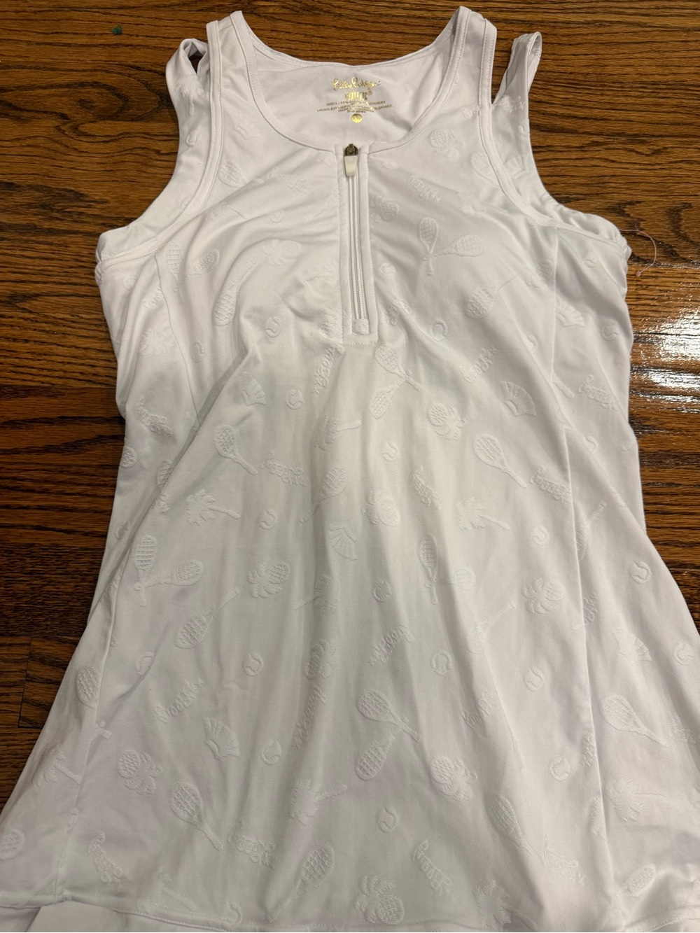 Lilly Pulitzer White Sleeveless Zip-Front Tennis Motif Tank